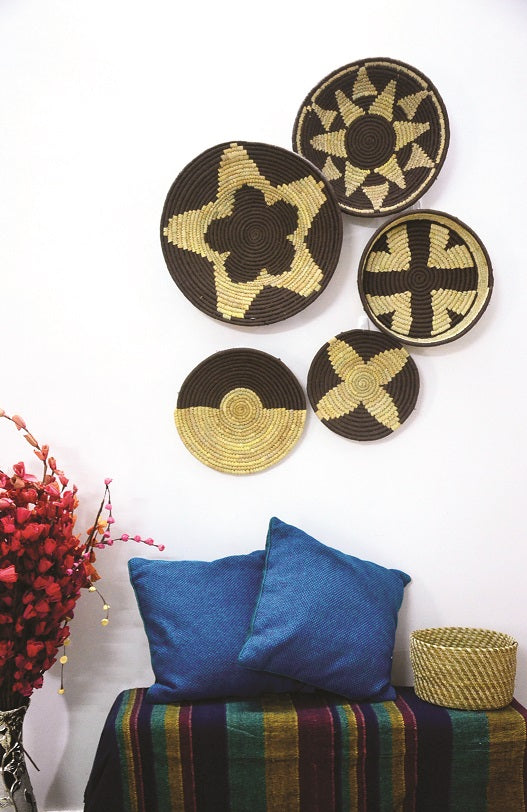 Copper Brown Woven Wall Basket - Set of 5 - Home Decor | KalaGhar