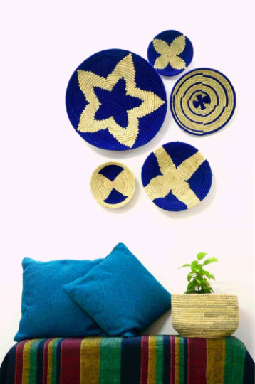 Blue Woven Wall Basket - Set of 5 - Home Decor | KalaGhar