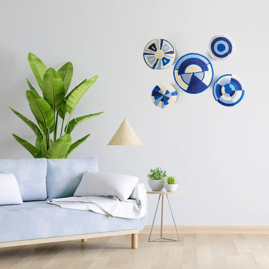 Handmade-set-of-5-Blue-Bi-tone-Festive-Wall Decor