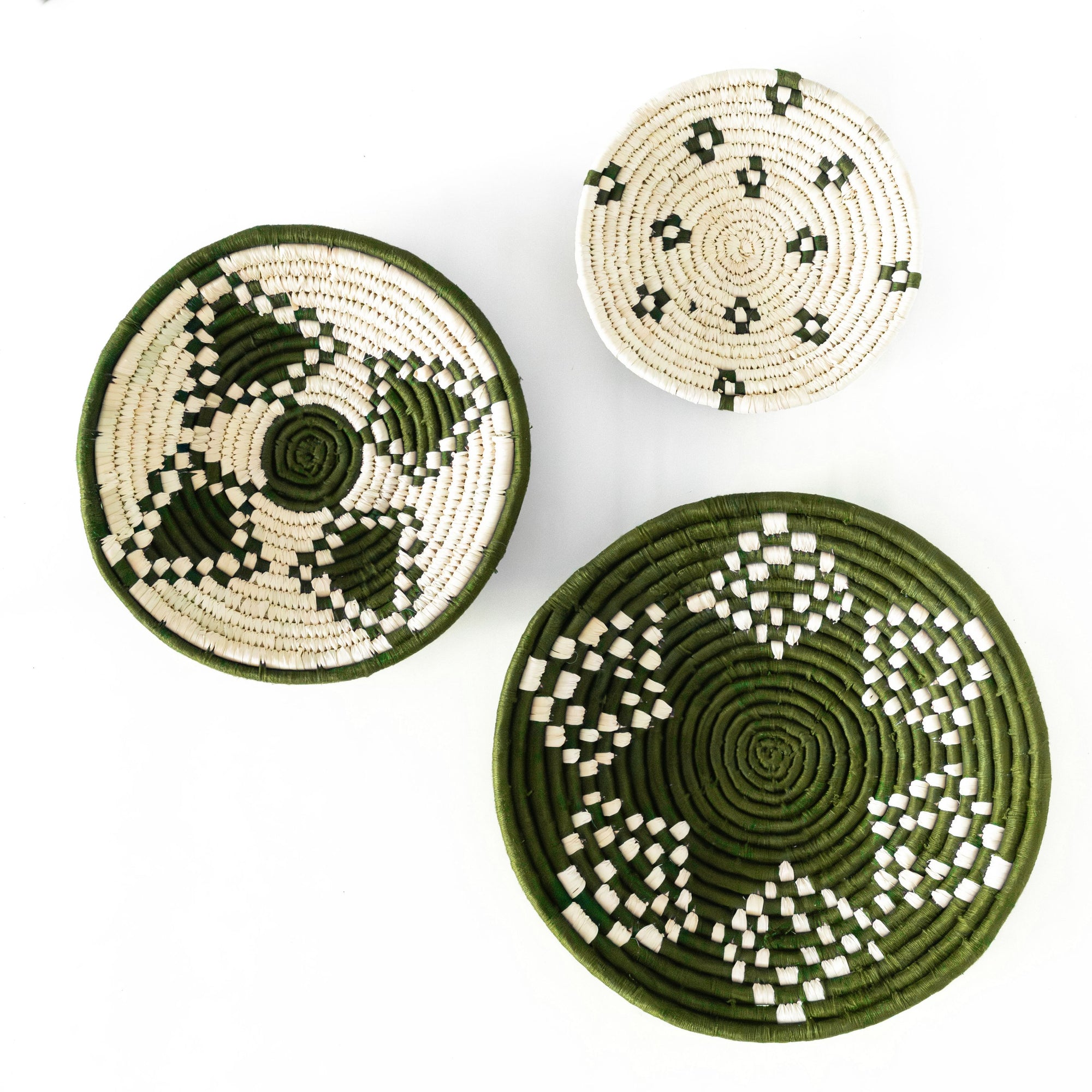 Handwoven Single Coloured - Set of 3 Wall Baskets