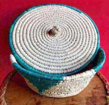 Handwoven Roti Basket with Lid in Green | KalaGhar
