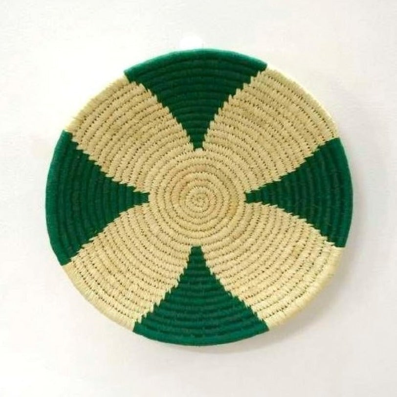Woven Wall Basket in Green and Natural | KalaGhar