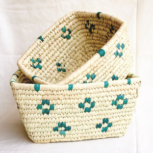Patterned Rectangular Woven Storage Basket | KalaGhar