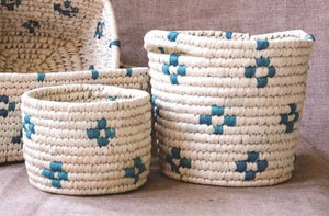 Decorative Patterned Woven Basket Set of 2 | KalaGhar