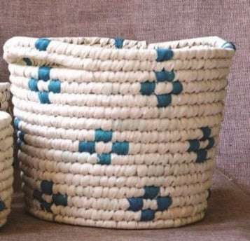 Large and Round Patterned Woven Basket | KalaGhar