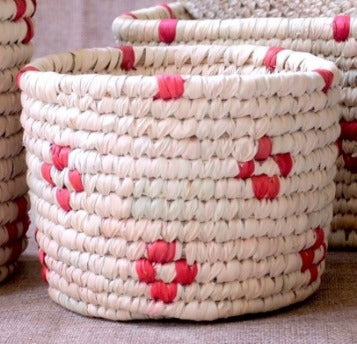 Small Round and Patterned Handwoven Storage Basket